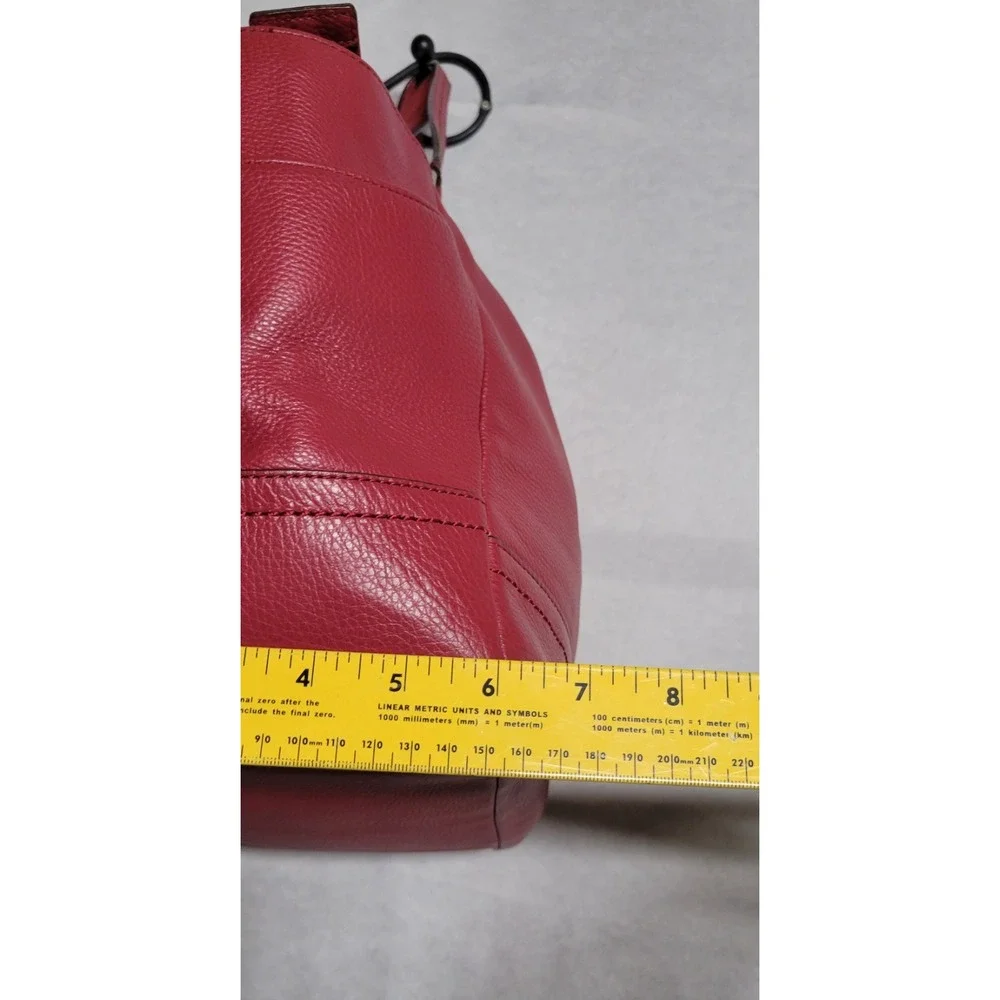 Red Pebble Grain Leather Dual Handle Coach Handbag W Zipper Closure J1321 F23284